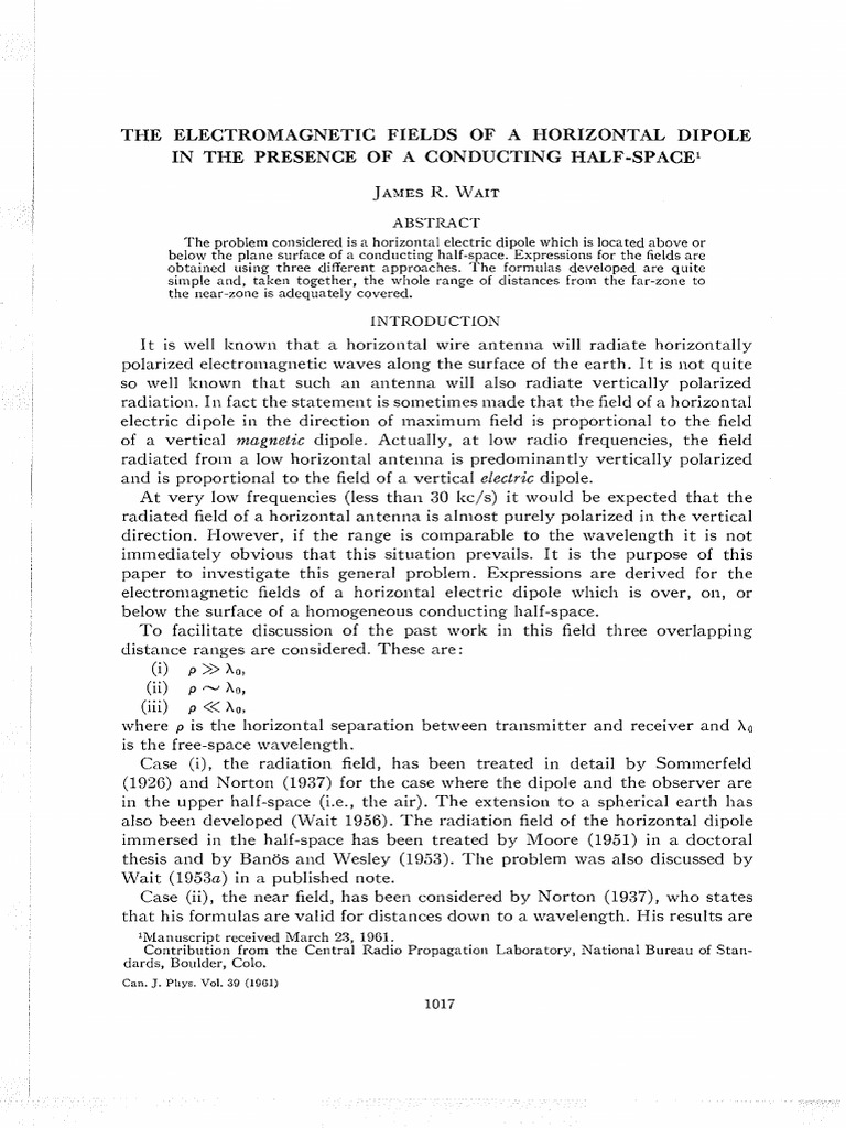 Electromagnetic Fields of Horizontal Dipole | PDF | Antenna (Radio ...