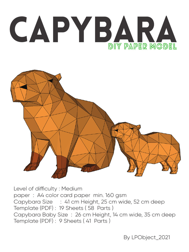 Capybara DIY Papercraft Template | PDF
