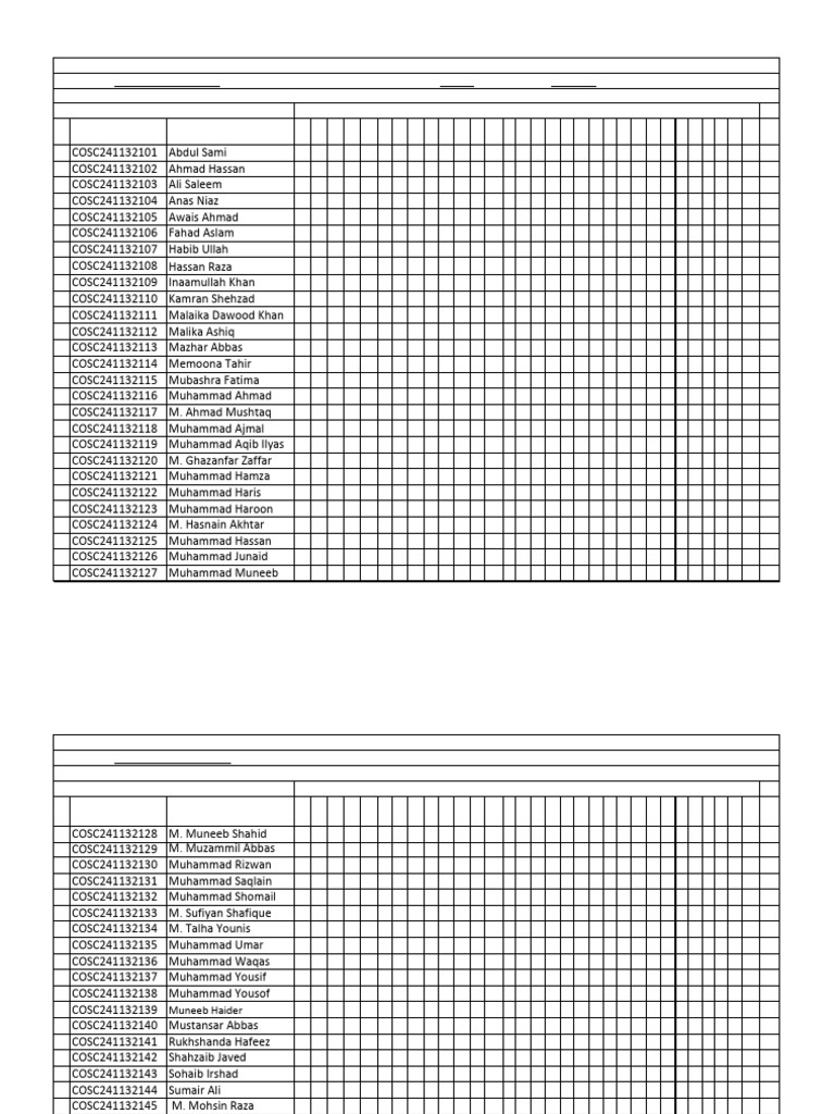 BS Software Engineering Attendance Sheet | PDF