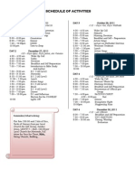 Schedule of Activities
