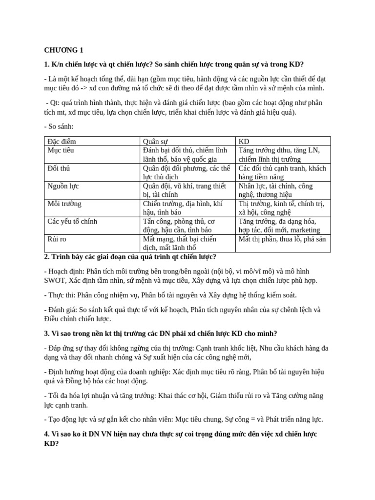 Ôn tập GK QT chiến lược | PDF