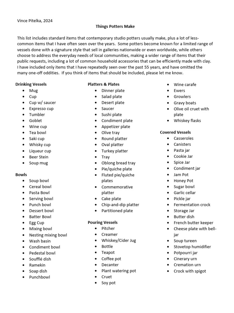 Things potters make pdf tableware foods