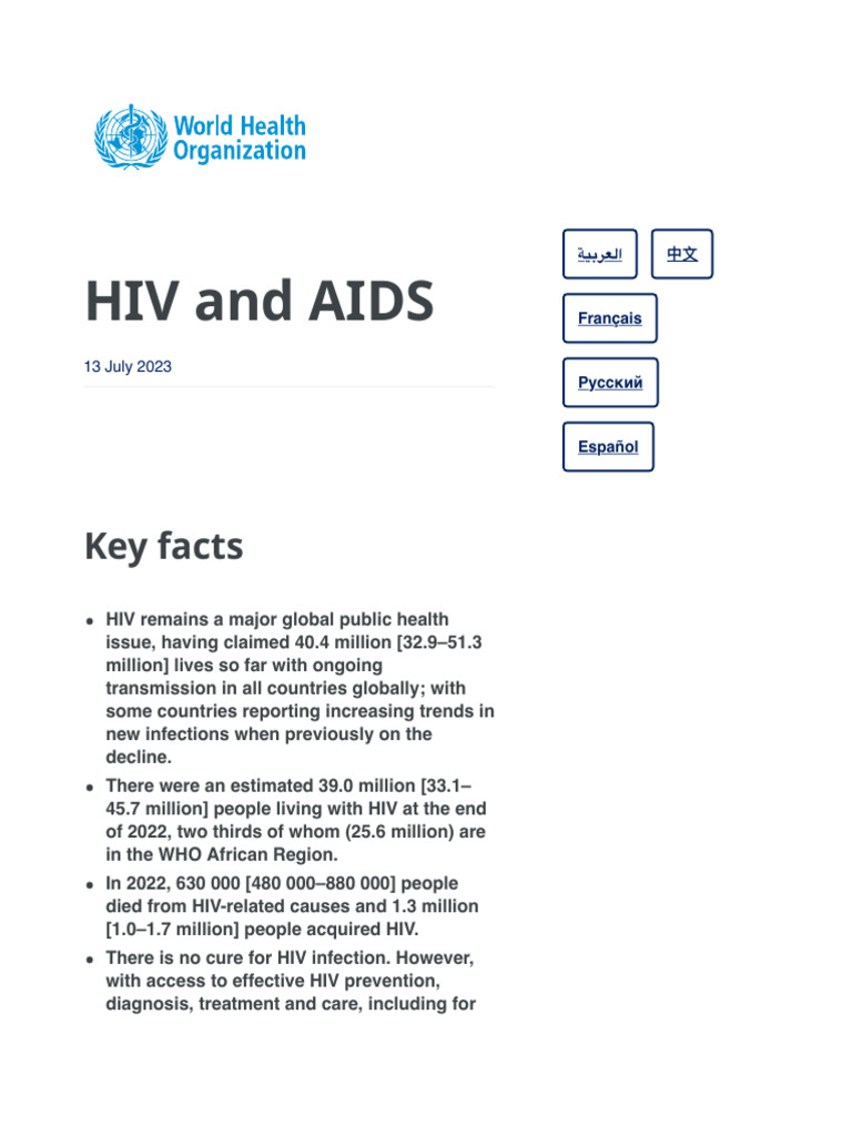 HIV and AIDS | PDF | Hiv/Aids | Management Of Hiv/Aids