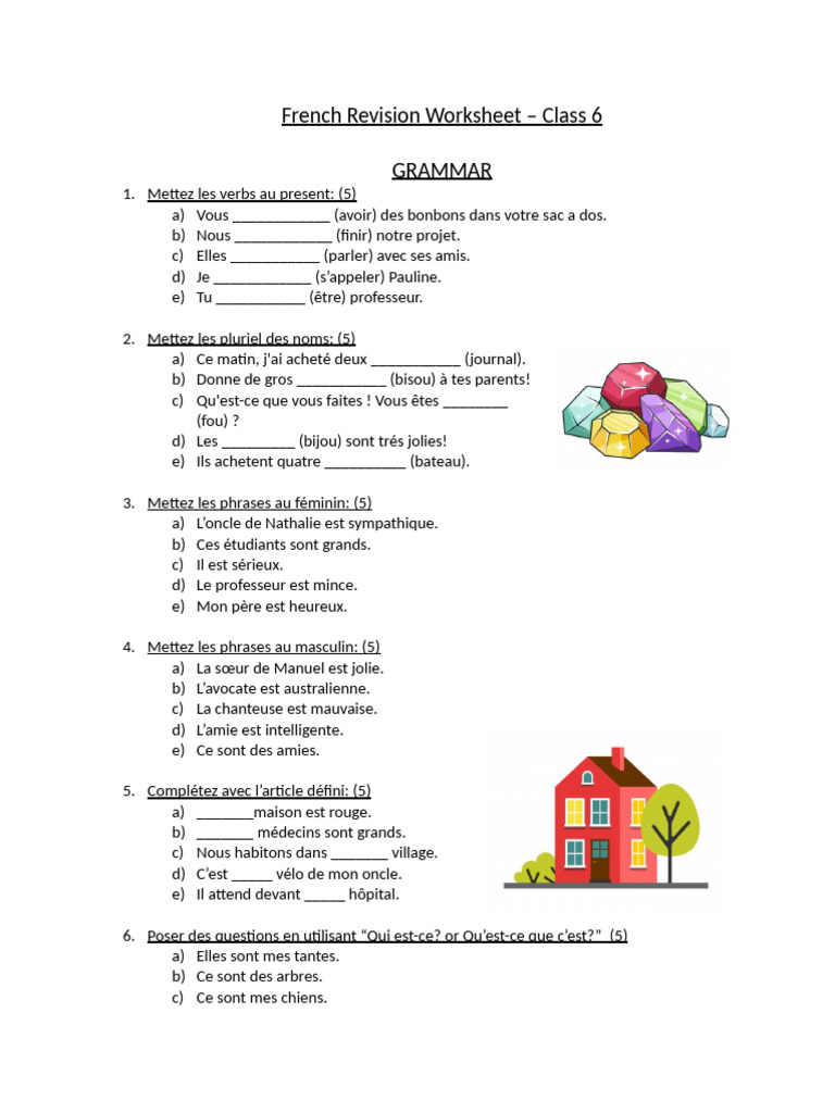Exercices De Fran ais Pour La 6 me PDF