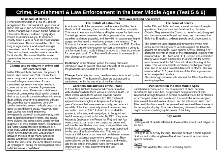 Crime and Law Enforcement in Medieval England | PDF | Crimes | Crime ...