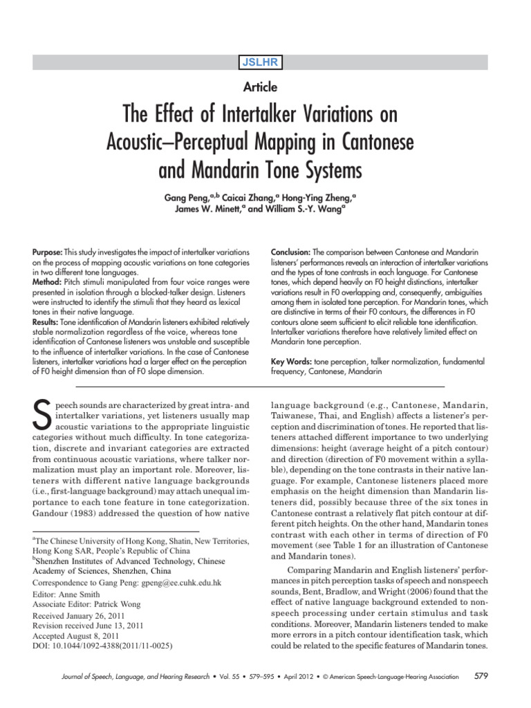 Peng Et Al 2018 The Effect of Intertalker Variations On Acoustic ...