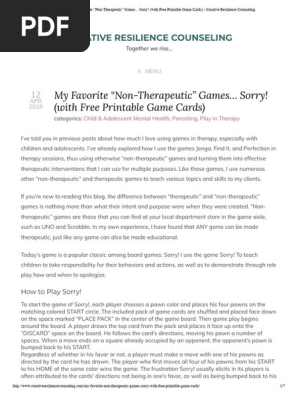 My Favorite “Non-Therapeutic” Games... Sorry! (With Free Printable Game Cards) - Creative Resilience Counseling