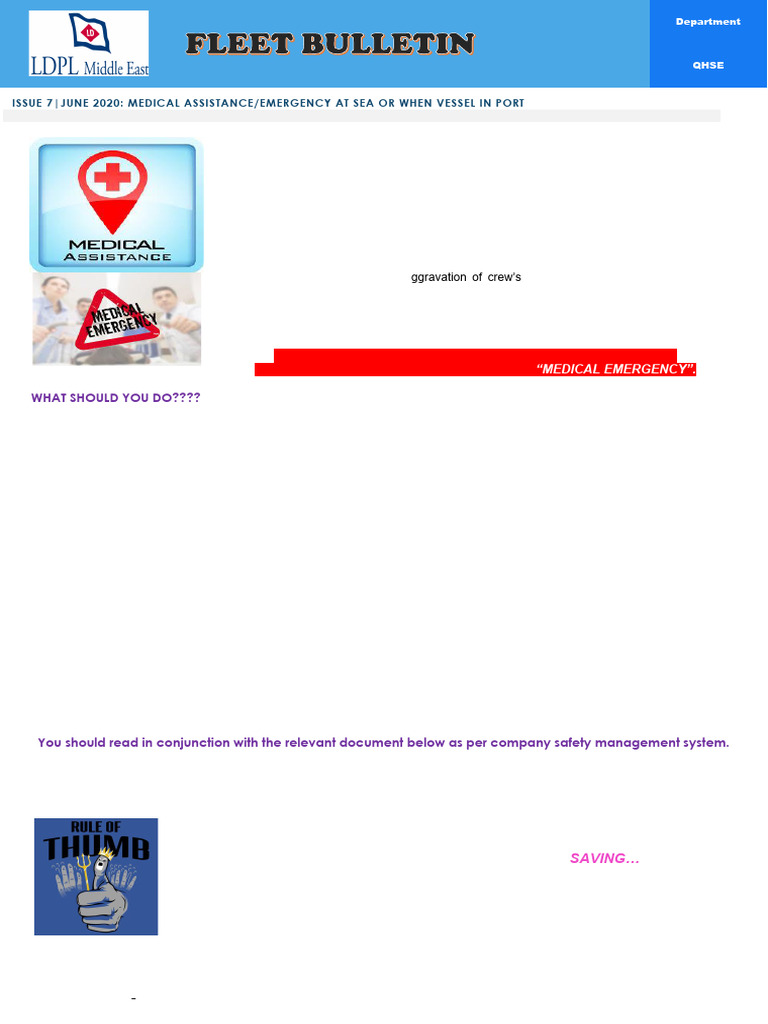 Issue 7 fleet bulletin medical assistance emergency at sea or when