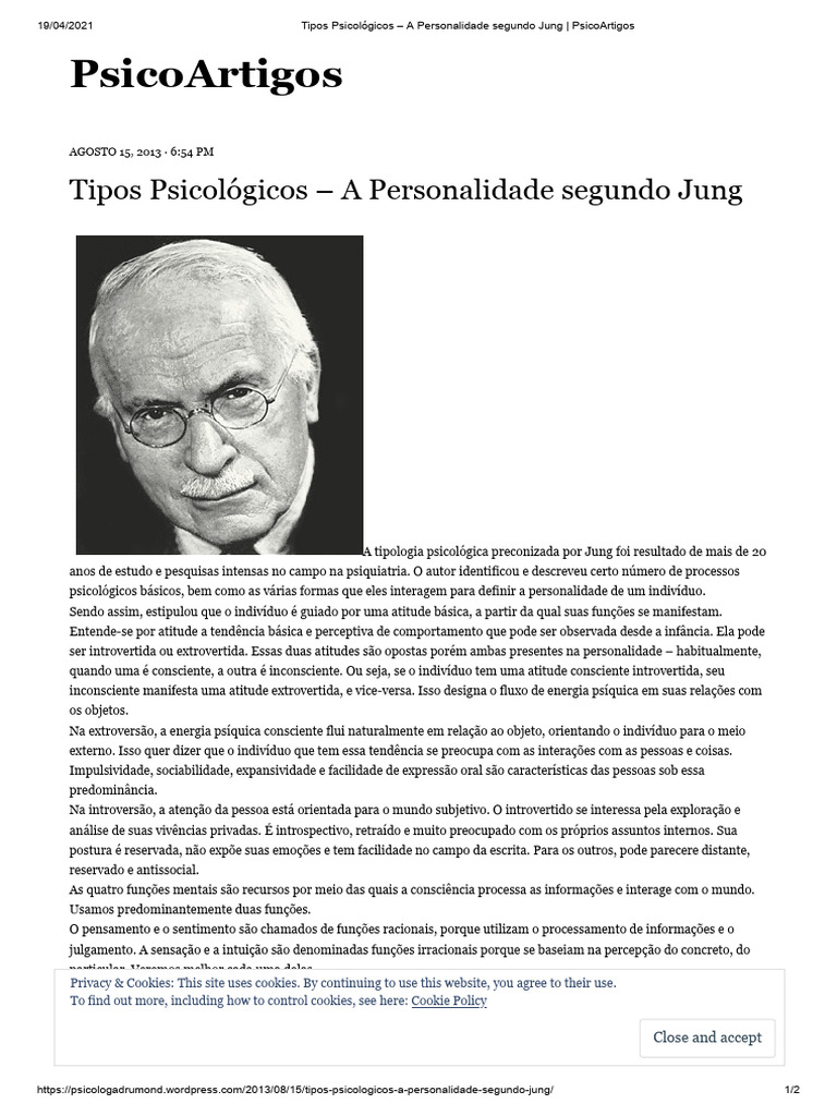 Tipos Psicológicos segundo Jung | PDF | Extroversão e introversão ...
