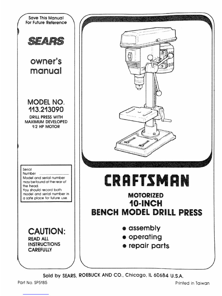 Craftsman 113.213090 Owner's Manual | PDF | Drill | Electrical Connector