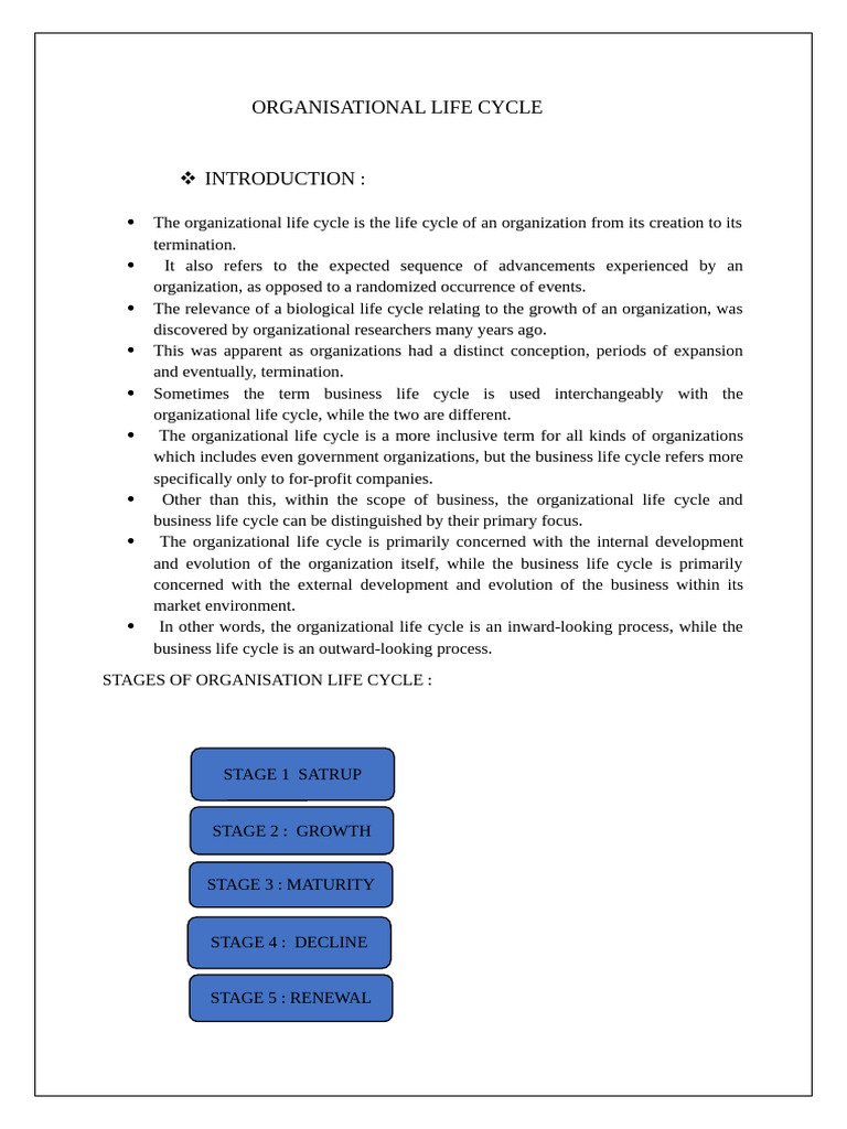 Organisational Life Cycle | PDF | Business