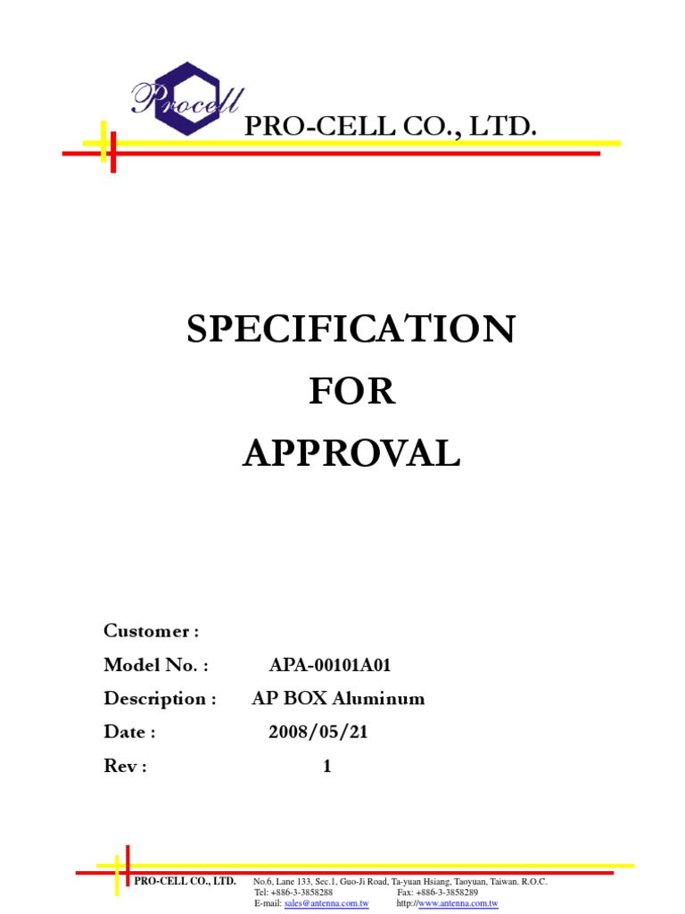 APA-00101A01 Data Sheet | PDF | Manufactured Goods
