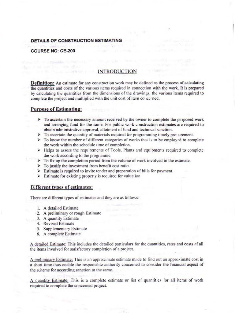 Construction Estimating Course Overview | PDF | Deep Foundation ...