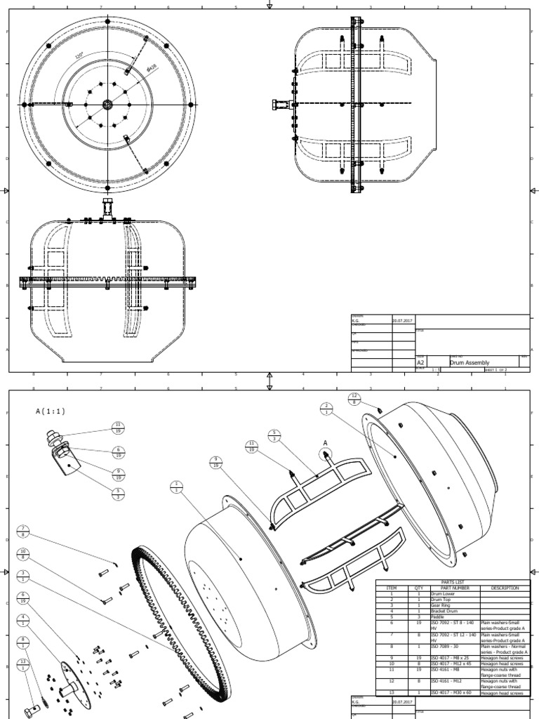 Drum Assembly Parts List and Details | PDF | Screw | Machines