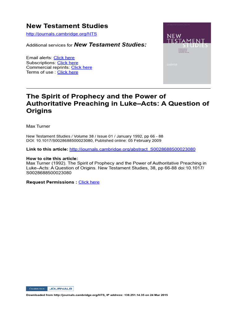 Spirit of Prophecy in Luke-Acts Analysis | PDF | Acts Of The Apostles ...