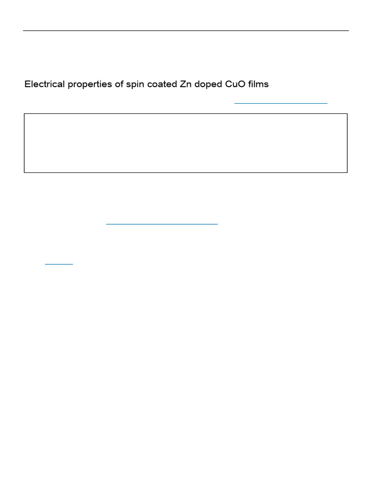 Electrical Properties of Spin Coated ZN Doped CuO Films | PDF | Zinc ...