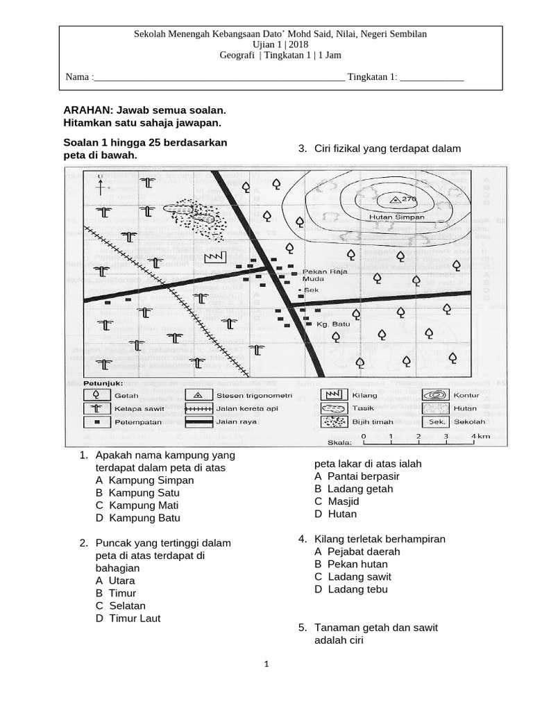 Ujian 1 Geografi Ting 1 2018 Pdf