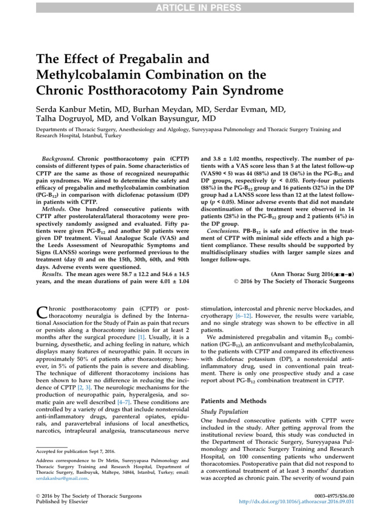 Metin2016. The Effect of Pregabalin and Methylcobalamin Combination On ...