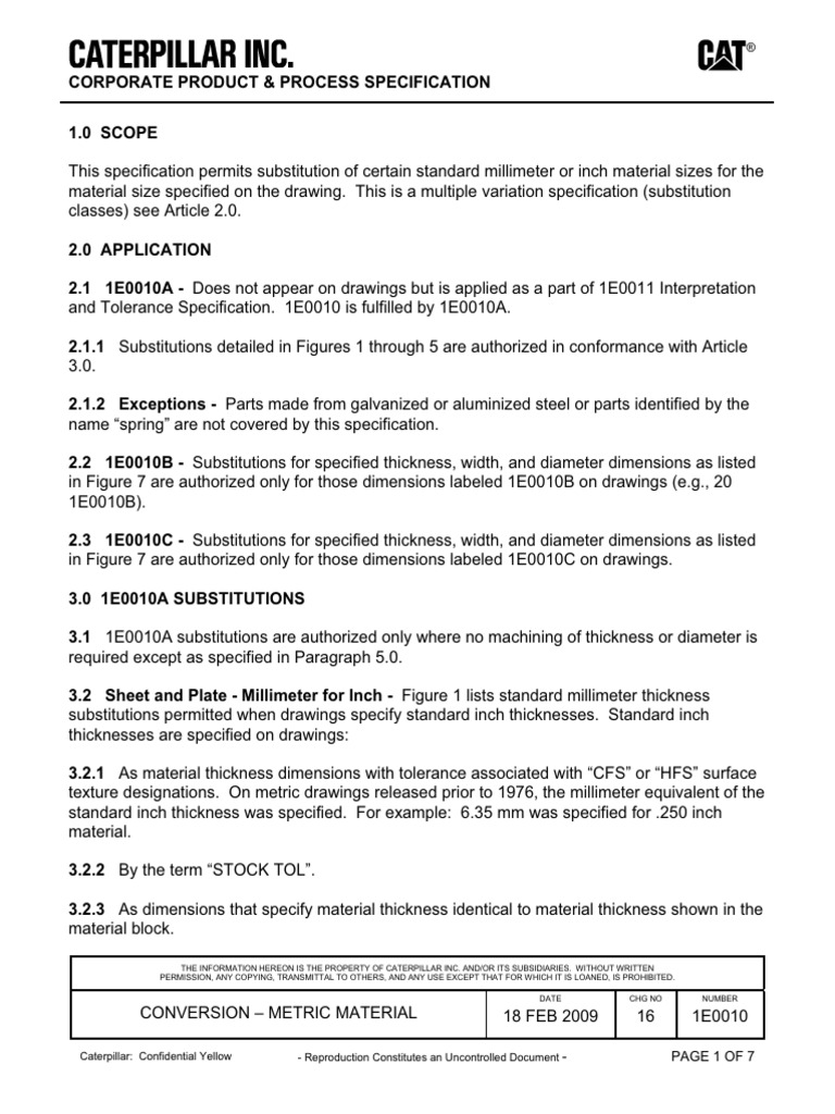 1E0010 Rev 16 Metric Conversion | PDF | Specification (Technical ...