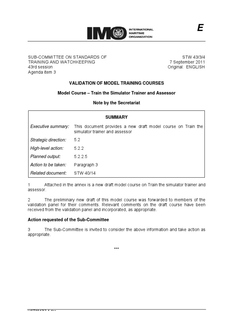 Simulator Training Course STW 43-3-4 - Model Course - Train The ...