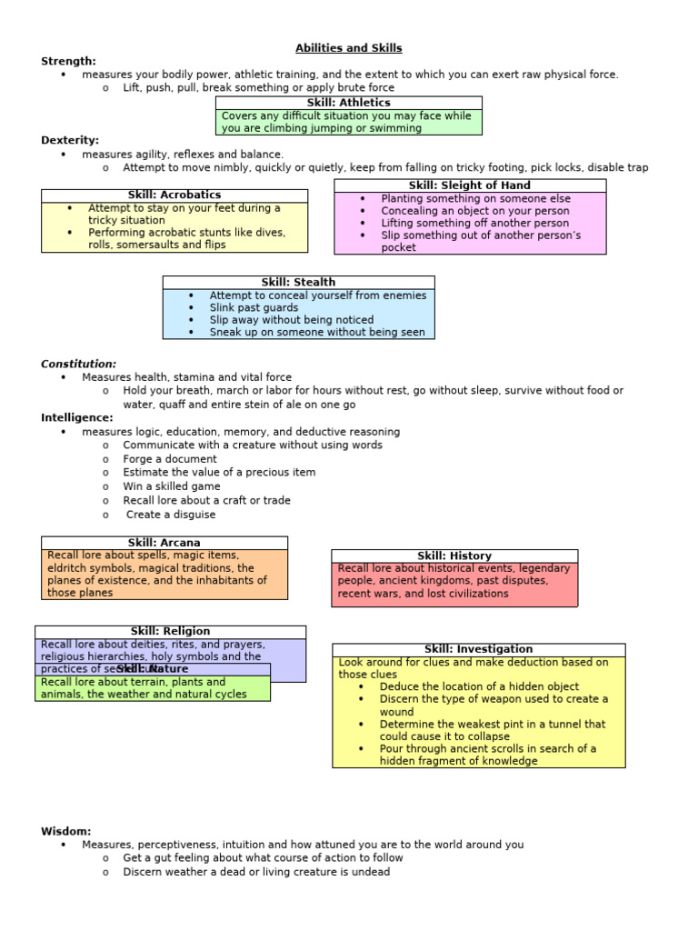 Abilities and Skills | PDF
