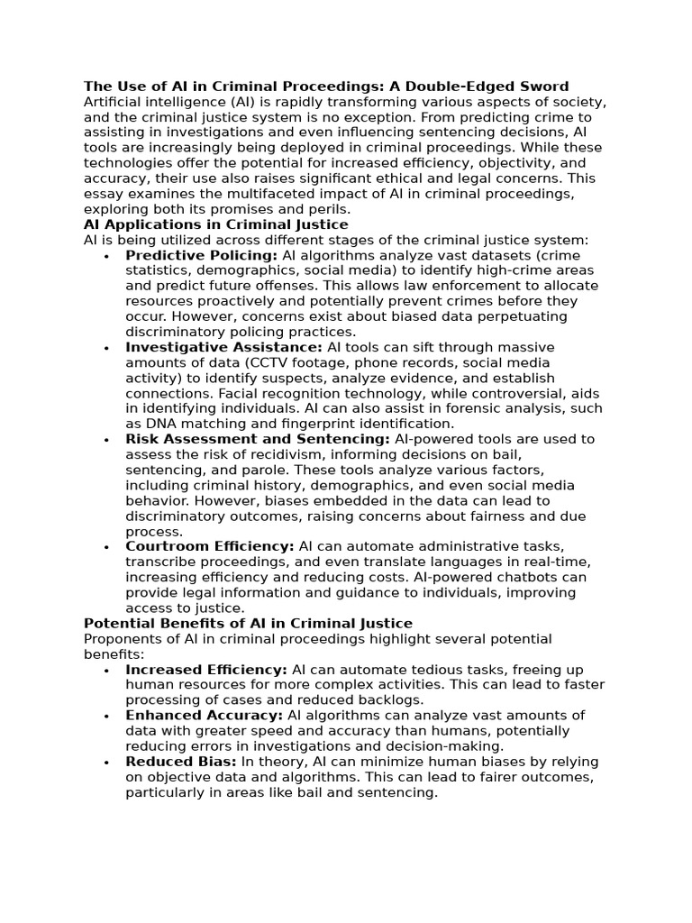 AI's Impact on Criminal Justice Ethics | PDF | Artificial Intelligence ...