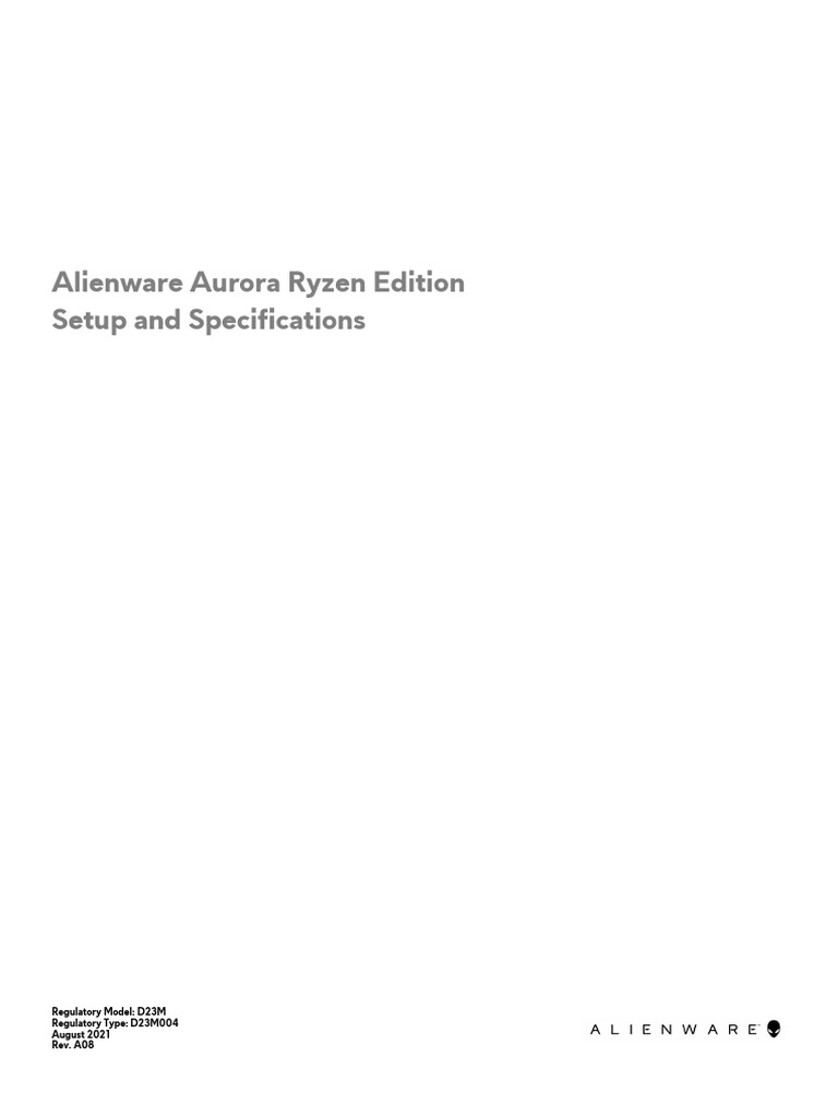 Alienware Aurora R10 Ryzen Edition Specs | PDF | Hdmi | Usb