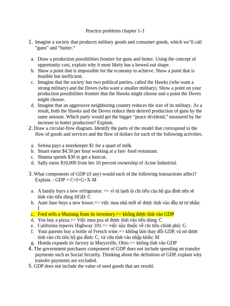 Practice Problems Chapter 1-3 | PDF | Gross Domestic Product | Real ...