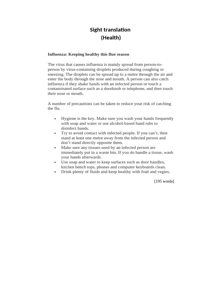 Sight Translation 5 - Influenza | PDF