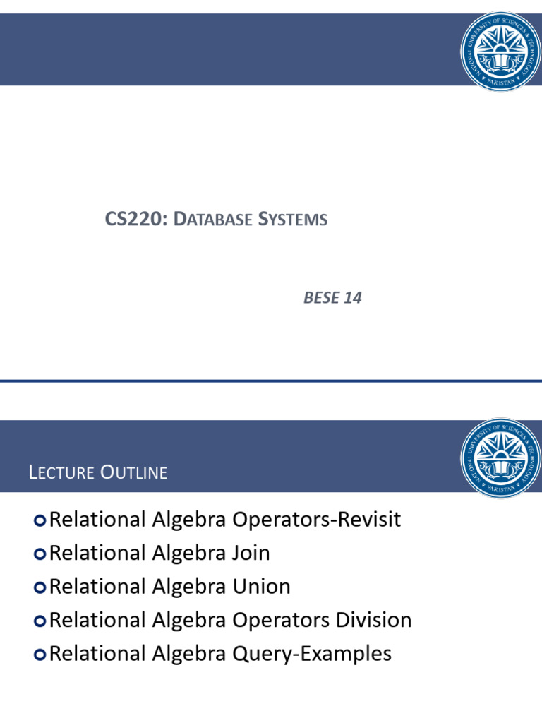 Union in Relational Algebra | PDF