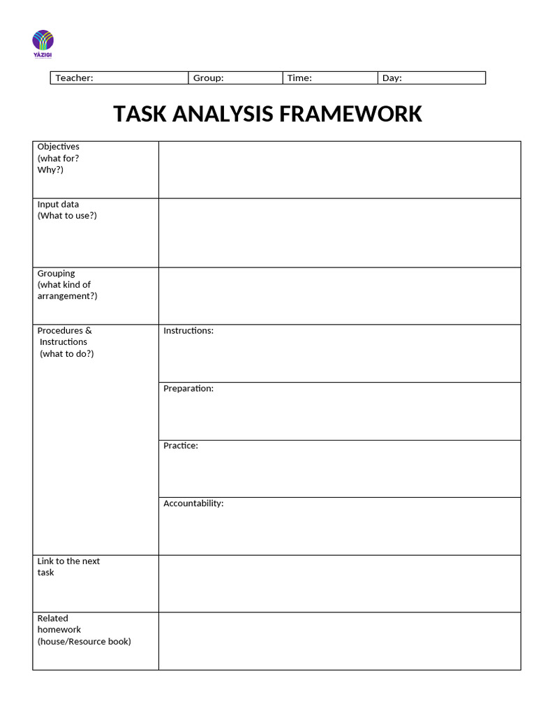 Task Analysis Framework Guide | PDF