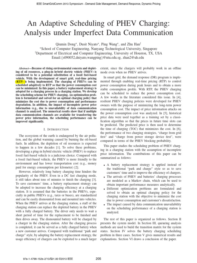 Adaptive PHEV Charging Scheduling Analysis | PDF | Plug In Hybrid ...