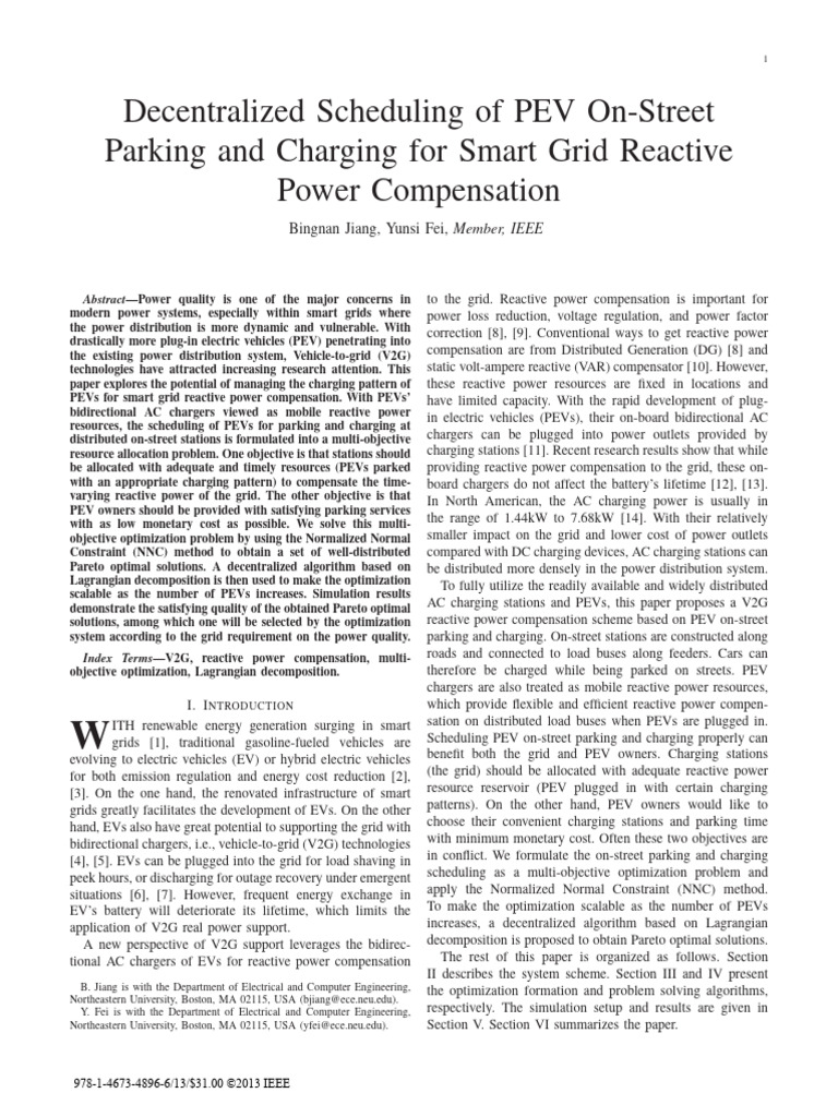 Decentralized Scheduling of PEV On-Street Parking and Charging For ...