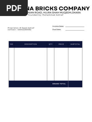 Modern Contractor Invoice (Printable)