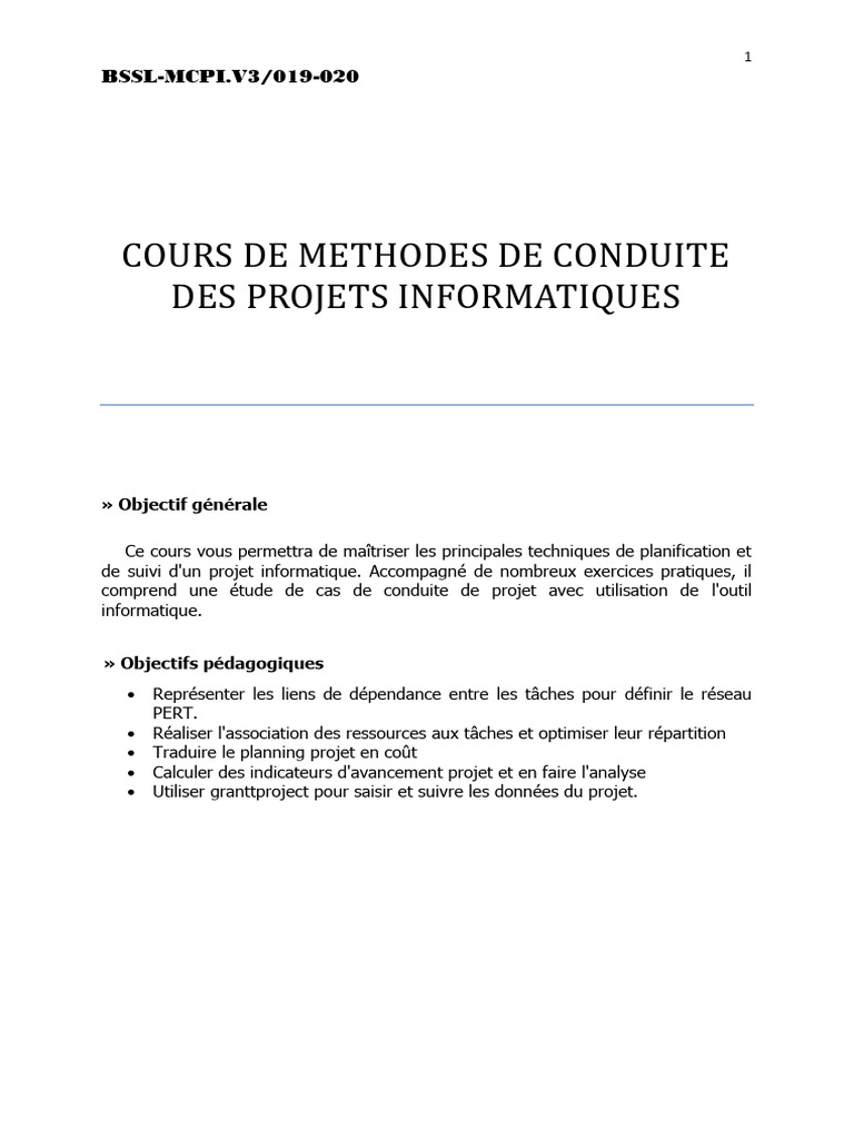 Méthodes de conduite de projets informatiques | PDF | Gestion de projet ...