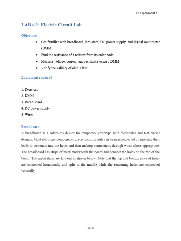 Electric Circuit Lab: Resistor Measurement | PDF | Resistor | Voltage