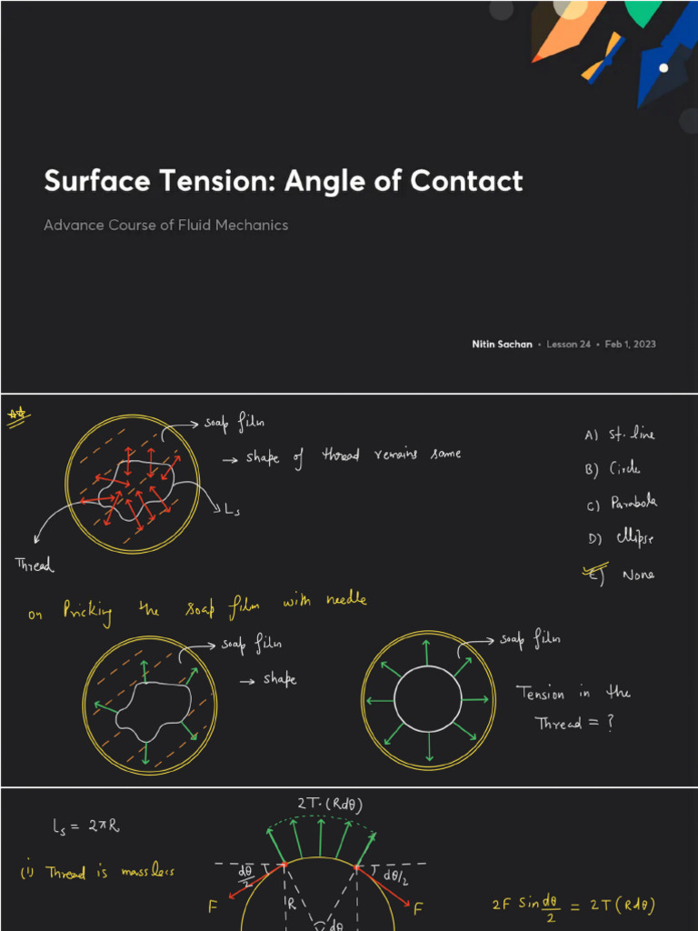 Surface Tension Angle of Contact With Anno | PDF
