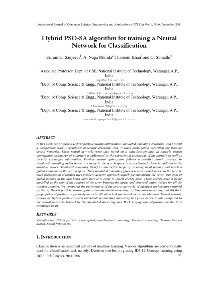 Hybrid PSO-SA Algorithm for Neural Networks | PDF | Test Set ...