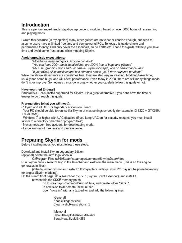 Essential Skyrim Modding Guide | PDF