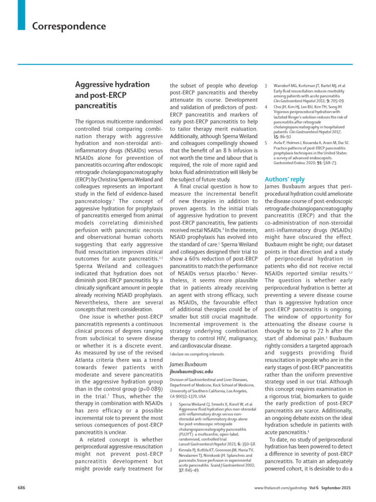 Aggressive Hydration in Post-ERCP Care | PDF | Nonsteroidal Anti ...