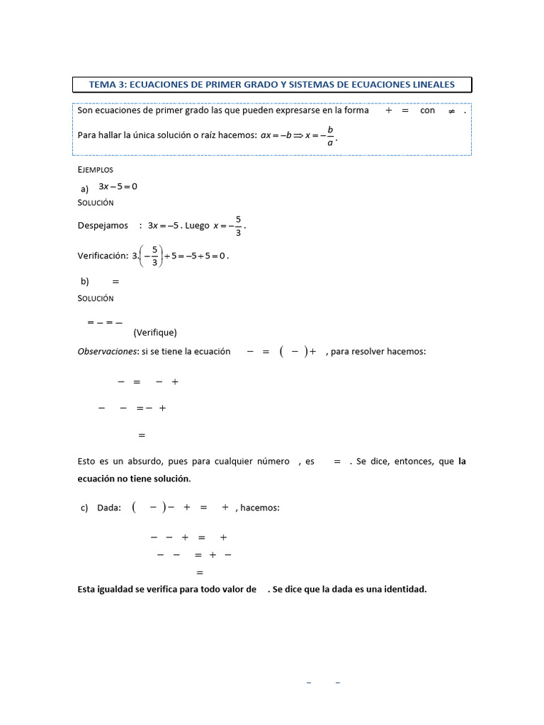 03 - Tema 3 - Ecuaciones y Sistemas de Ecuaciones Lineales | PDF ...