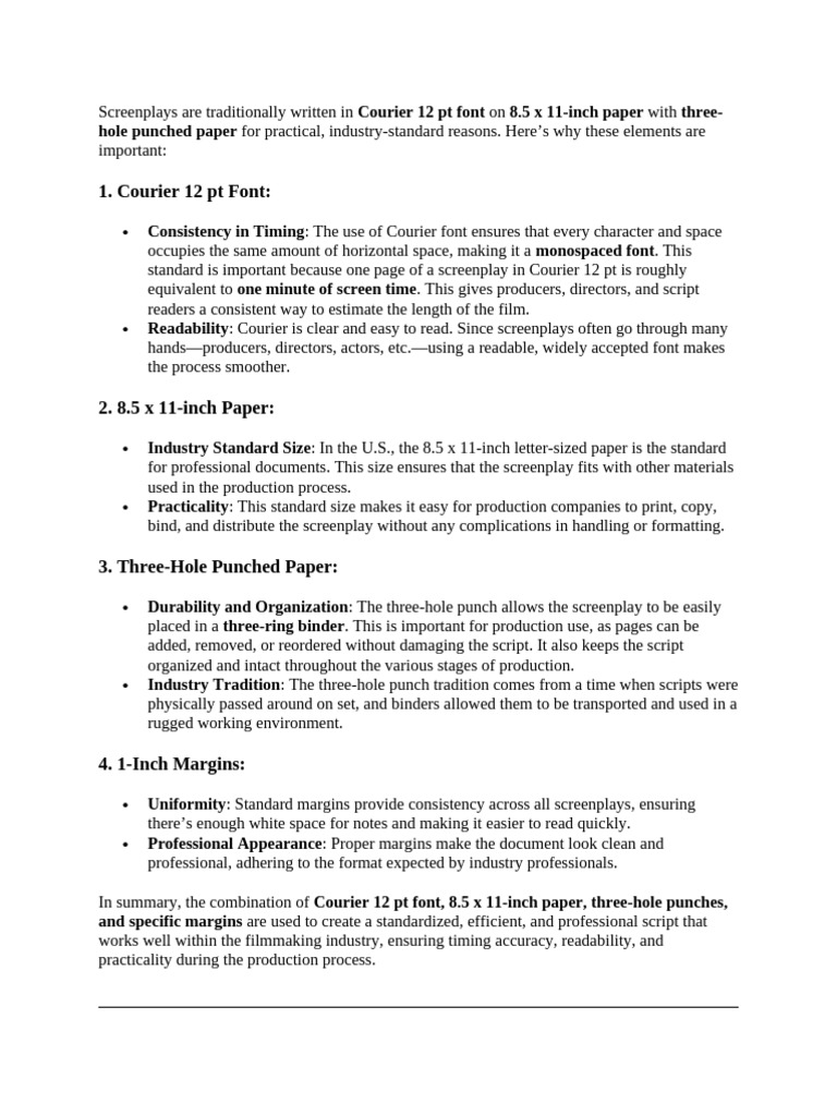Standard Screenplay Formatting Explained | PDF | Screenplay | Typefaces
