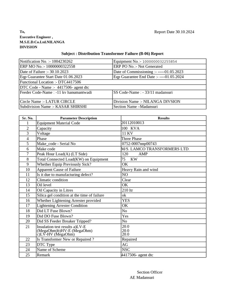 Failure Report Agent DTC | PDF