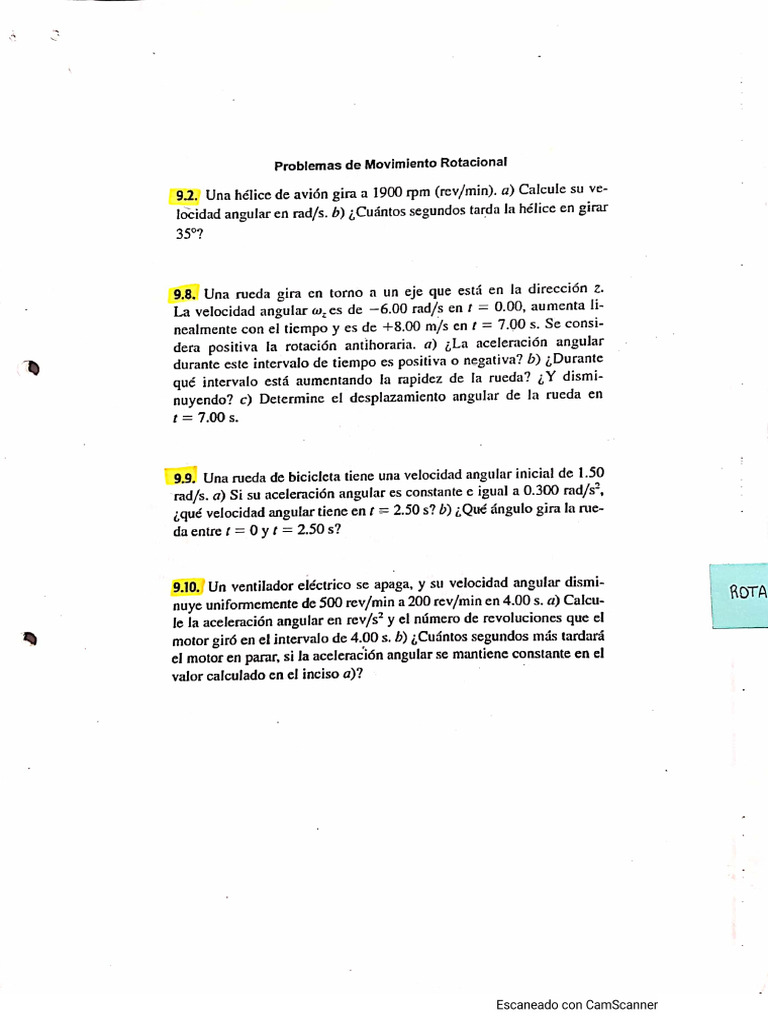 04 Guía De Ejercicios Dinámica Rotacional Libro Pdf