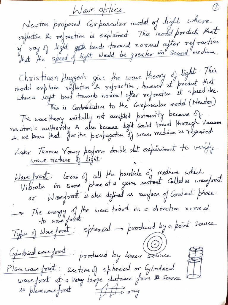 Wave Optics Notes Pdf Optics Electromagnetic Radiation