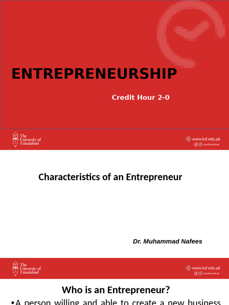 Lecture 3 Characteristics of An Entrepreneur | PDF | Entrepreneurship ...