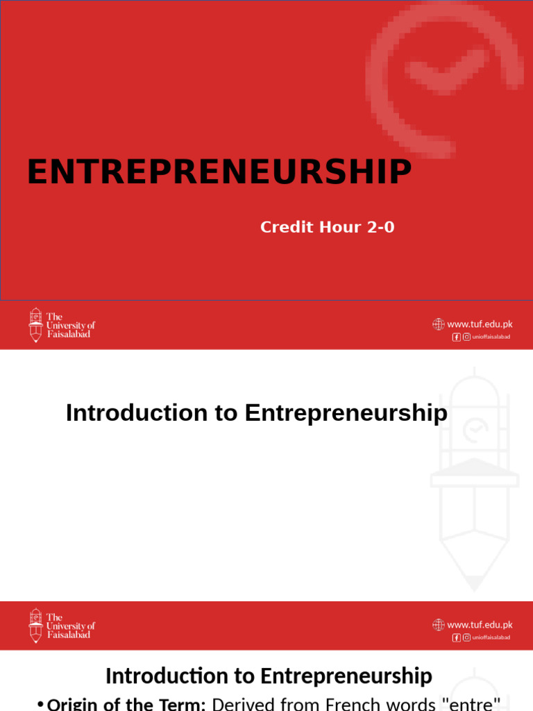 Lecture 1 Introduction To Entrepreneurship | PDF | Entrepreneurship | Risk