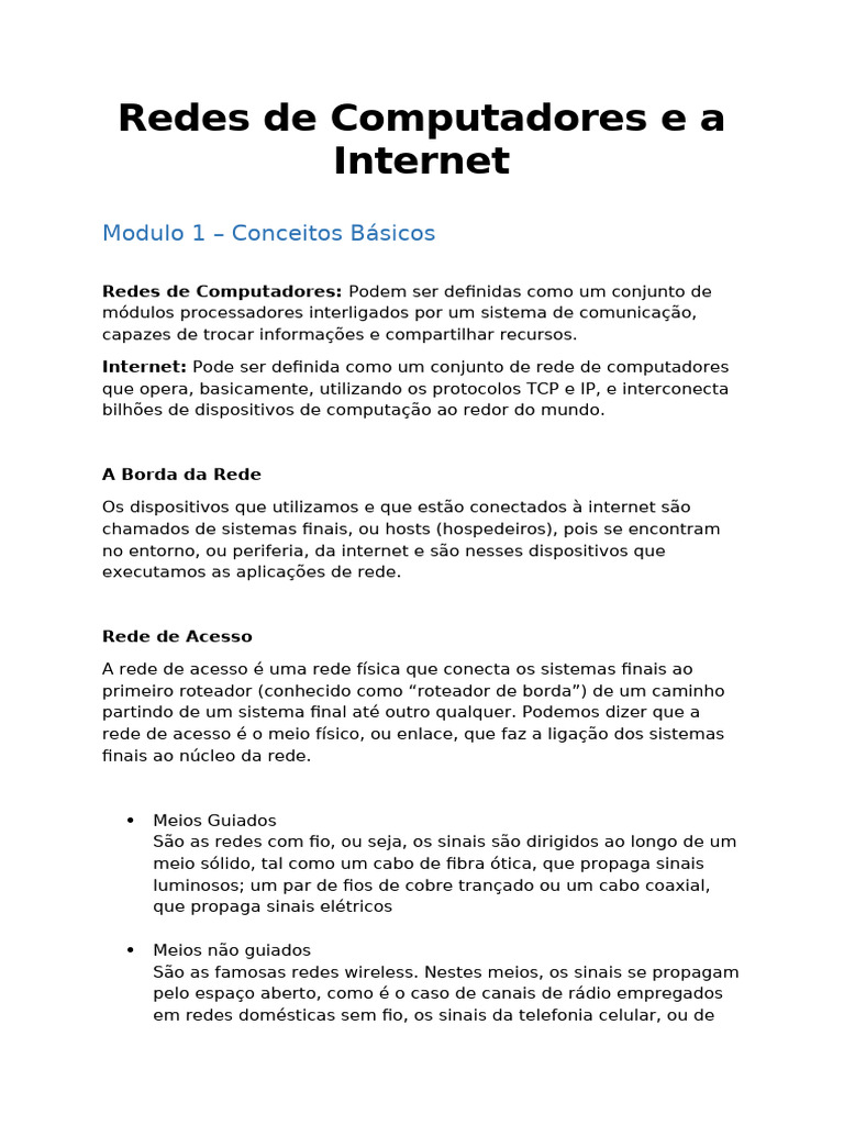 Fundamentos de Redes e Internet | PDF | Rede de computadores | Modelo OSI