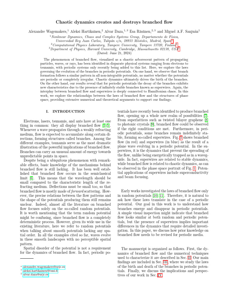 Chaotic Dynamics Creates and Destroys Branched Flow | PDF | Chaos ...