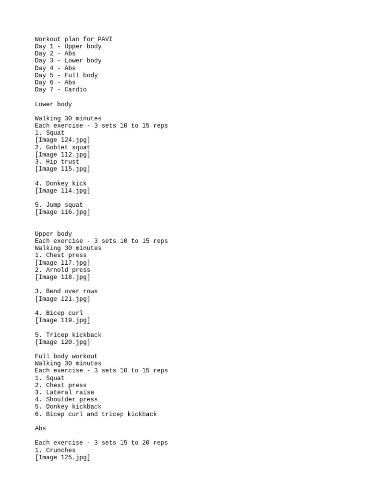 Workout plan PDF